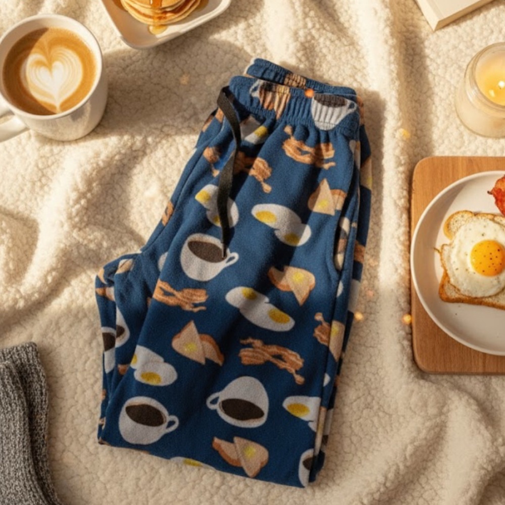 Cozy Blue Breakfast Print Joggers
